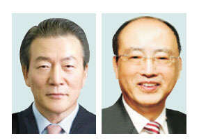 이수창 삼성생명 전 사장(왼쪽)과 고영선 교보생명 부회장.
